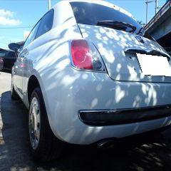 フィアットの500C（ABA-31209）：傷の修理方法と費用　左クォーターパネル板金塗装、リアバンパー脱着修理、フロントバンパー脱着修理　