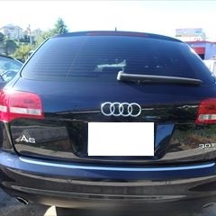アウディのA6アバント（ABA-4FCAJS）：傷の修理方法と費用　リアバンパー修理、塗装　作業工賃60,000円/合計金額（税込）64,800円