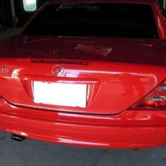 メルセデス・ベンツのSLK230 コンプレッサー GF-170449　：傷の修理方法と費用　 トランク板金塗装・ナンバー再封印、エンブレム等交換　工賃75,000円／部品代8,850円