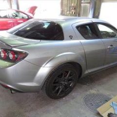 マツダのRX-8 ABA-SE3P　：傷の修理方法と費用　 右クオータパネル板金塗装、リアバンパー修理費用　総工賃70,000円