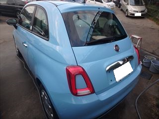 フィアットの500（ABA-31212）：傷の修理方法と費用 リアバンパー修理