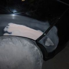 トヨタのハリアー（DBA-ZSU60W）：傷の修理方法と費用　左リア周り板金塗装　作業工賃70,000円／合計金額（税込）75,600円